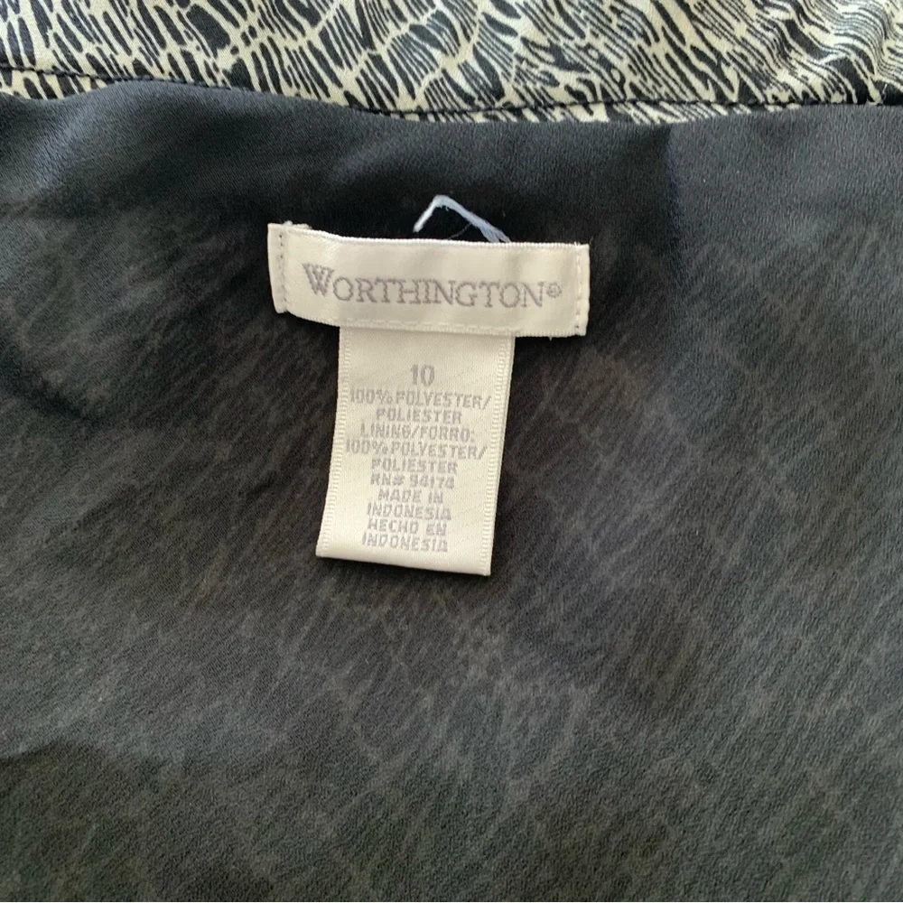 Worthington Black‎ and White  Textured Flowy A-Line Skirt Size 10  Office Church